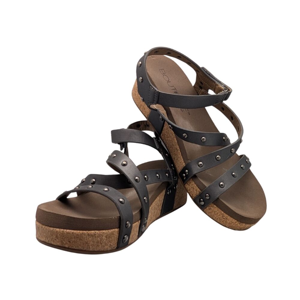 Corkys Gray Studded Platform Sandals Size 8